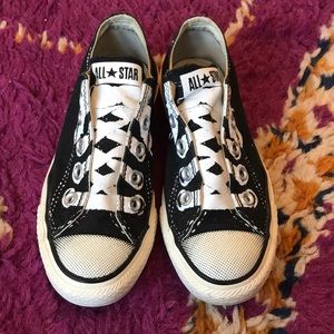 Converse Shoes - Black Painted Laces (Laceless) Converse Converse Shoes - Black Painted Laces (Laceless) Converse
